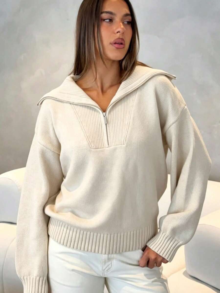 Women's Fashion Winter Knit Pullover Sweater, Autumn/Winter New Soft Gentle Style Loose Fit - Apricot - View 1