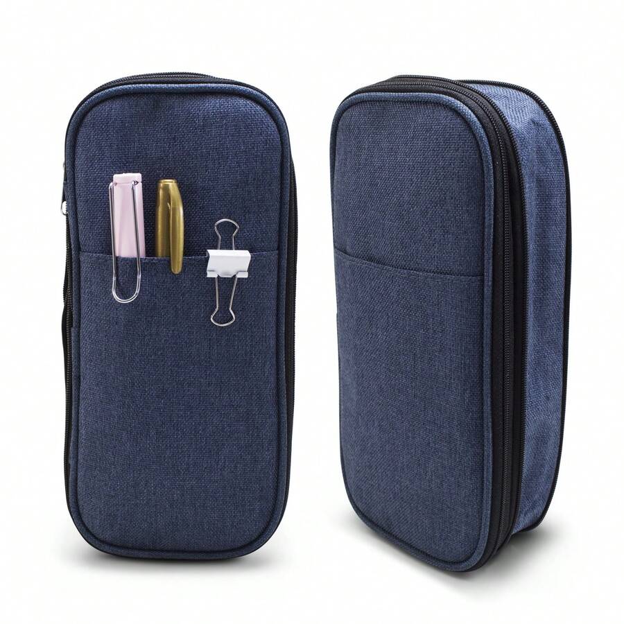 ANDROMEDA INC Expandable Blue And Gray School Pencil Case, Organizer Case - Blue - View 1