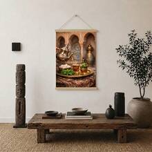 1 pieza Cuadro de arte de pared de té de menta marroquí, impresión de tetera tradicional & azulejo de mosaico, pintura en lienzo, póster de estilo árabe vintage, decoración cultural exótica para cocina & comedor, regalo para ella, sin marco o con marco - té islámico - Ver 3