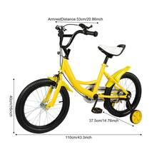 16in Yellow Bicycle, Training Bike With Adjustable Seat&Dual Brake, 132LBS Load For Outdoor Cycling - Yellow - View 4