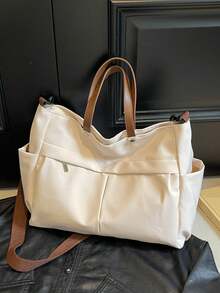 Vintage Classic Fashion Casual Minimalist High-Quality Handbag, Suitable For Commuting, School And Daily Shopping - Beige - View 8
