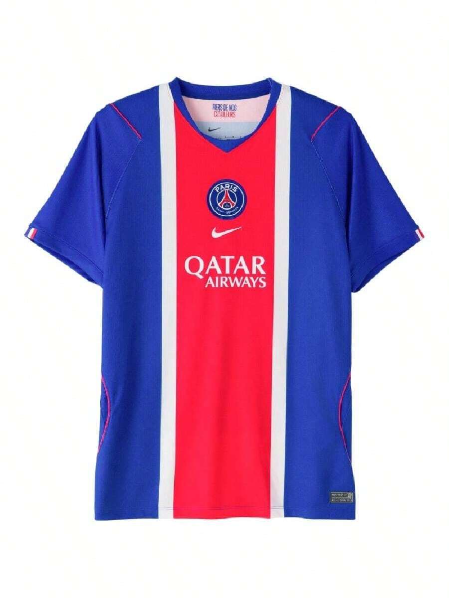 Nike Men's Sports T-Shirt & Tank Top PSG M NK DF JSY SS STAD HM2026 Summer New Men's Red And Blue Color Block Football Short Sleeve Jersey II1885-417 - White/University Red/Old Royal Blue - View 1