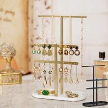 1pc Jewelry Organizer Hanging With Metal Multi Tier Necklace Display Stand Holder For Bracelets Earrings Rings Pendant Storage Rack Display Solution - Multicolor - View 9