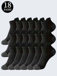 1/6/12/18 Pairs Men's Color Block Black & White Mid-Calf Socks, Sports Running Socks, Suitable For All Seasons - Multicolor - View 13