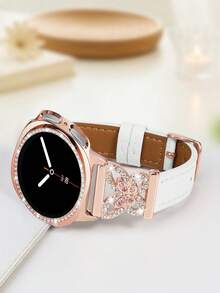 Galaxy Watch 8 錶帶 + 錶殼，1件白色女士珠寶鑲嵌人造鋯石金屬優雅錶帶 + 1件亮面款式（不含螢幕保護貼），適用 Galaxy Watch 8 40mm 與 44mm 錶殼，相容 Galaxy Watch 8 錶帶，可調節替換錶帶配件，適合男女運動錶帶 - 白玫瑰金+殼 - 查看 4