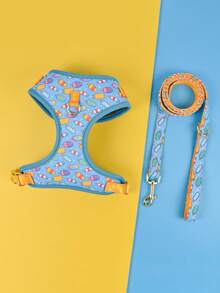 2pcs Blue & Green Avocado Pattern Dog Harness And Leash Set, Small & Medium Dog Chest Harness, Dog Leash, Pet Leash Set, Suitable For Daily Outings, Outdoor Activities, Camping, Walking, Photography, Perfect Dog Gift - Multicolor - View 18