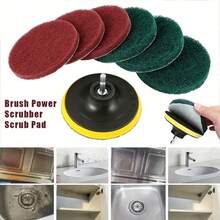 8pcs Tile Cleaning Scrubber Pads Cleaning Kit Bathroom Floor Bathtub Polishing Pads Household Cleaning Tools - 4 Inches / 10cm - View 4