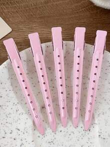 50 peças de ganchos de cabelo profissionais de metal para secção, ganchos de crocodilo resistentes, adequados para cabelo grosso, áspero e encaracolado, essencial para penteados de salão e viagens - Rosa - Ver 7