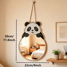 Wooden Panda Wall Mirror - Shatterproof Acrylic Mirror Frame And Mirror, Suitable For Vertical Hanging Bathroom Vanity Mirror (Includes Panda Pattern), Bedroom Housewarming Gift, Living Room Decoration - Multicolor - View 5