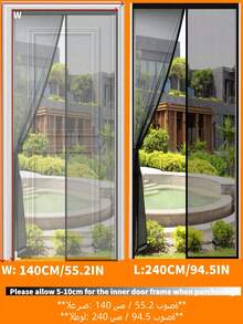 Mosquito Coil, Mosquito Repellent, Summer Door Curtain, Mosquito Repellent Door Curtain, Magnetic Door Curtain, Thermal Insulation Door Curtain, Magnetic Door Curtain Fabric Curtain, Mosquito Window Screen, New Magnetic Mosquito Net Door Screen, Width 100/120/140cm Length 240cm - Fine Mesh Material, Tent Mosquito Net With Full Magnets, It Can Be Closed Separately For Balcony, Easy To Install (Black/White) Summer Mosquito Repellent Screen Door Curtain/Magnetic Mosquito Net/Mosquito Net/Mosquito Net Curtain For Door/Apalus Magnetic Mosquito Net/Mosquito Net For Entrance Door - Black - View 14