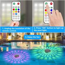 Luci solari per piscina, 9 colori RGB, galleggianti, con telecomando, timer 4/6/8 ore, impermeabili IP67, LED SMD5050 ad alta luminosità, accensione/spegnimento automatico, ideali per piscina, vasca da bagno, giardino, campeggio e feste. - Lampada galleggiante a energia solare (RGB) - Visualizzare 4
