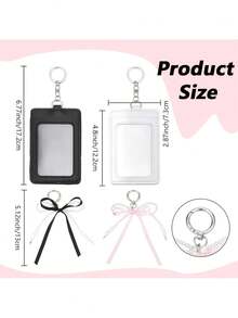 1 PC Transparent Photocard Holder With Pearl Bow & Hook Loop Closure - Suitable For Bus ID Badges, Opening Display Case For Photocard, Back To School - Multicolor - View 2