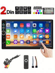 Wireless Carplay Portable Car MP5 Audio Touchscreen For All Vehicles, Supports Apple CarPlay, Android Auto, Screen Mirroring/Reverse Camera/Bluetooth/GPS Navigation/AUX (Remote Control Batteries Not Included) - Touch CarPlay - View 12