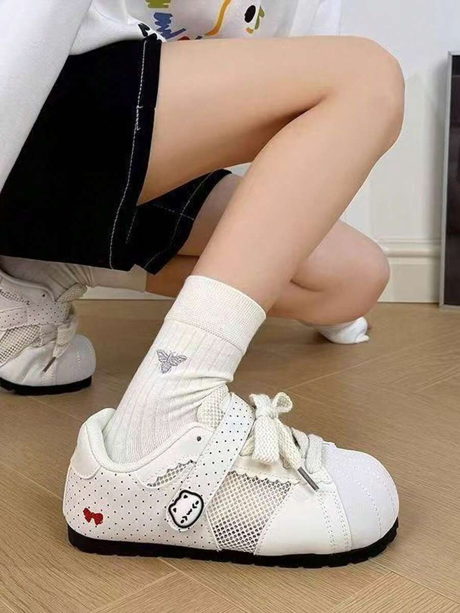 2026 Summer New Arrival Mesh Breathable White Sneakers For Women - Simple Casual Style, Cushioned Insole, Non-Slip, Perfect For Everyday Wear, Commuting, Dates, And School. - Mihei - View 1