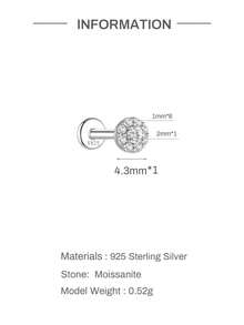 AnlaScheer 1pc 2mm-7mm 925 Sterling Silver Moissanite Flat Back Stud Earrings, 18K White Gold Plated 925 Silver Low Allergy D VVS1 Earrings, Unisex, Suitable For Daily Wear And Parties - Round Diamond - View 14