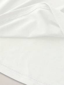 Women'S Fitted T-Shirt With Car Letter Print, Casual Wear For All Seasons - White - View 4