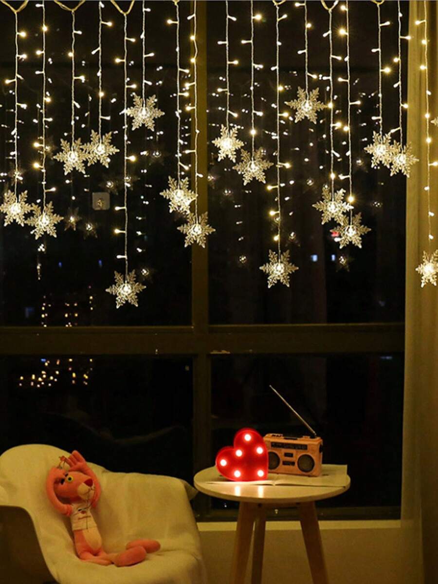 3 Meters LED Snowflake Icicle Fairy Lights Christmas Garland USB And Battery Powered Curtain String Lights For Christmas Home Garden Party Wedding Patio Decoration - Multicolor - View 1