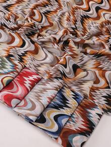 Wavy Colorful Striped Digital Print Muslim Headscarf Modest Hijab Soft Breathable Daily Wear Head Wrap Hijab Shawl - Multicolor - View 8