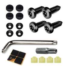 Kit com 4 parafusos pretos antifurto para placa de carro, ferragens de montagem de placa de aço inoxidável à prova de ferrugem, parafusos M6 (1/4") invioláveis para montagem do suporte dianteiro e traseiro, anticorrosivos e antiferrugem, fixadores de placa de carro. - M6 - Visão 16