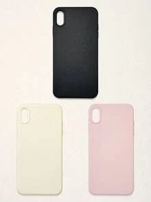 3pcs Solid Color Faux Leather Texture Waterproof Anti-Slip Anti-Fall Phone Cases, Matte Soft TPU Shockproof Protective Covers, Minimalist Aesthetic Dopamine Black / Pink / Cream White Phone Cases, Daily Use & Birthday / Valentine's Day / Mother's Day / Anniversary Gift Choice, Compatible With Iphone Case& Galaxy Case - Multicolor - View 51