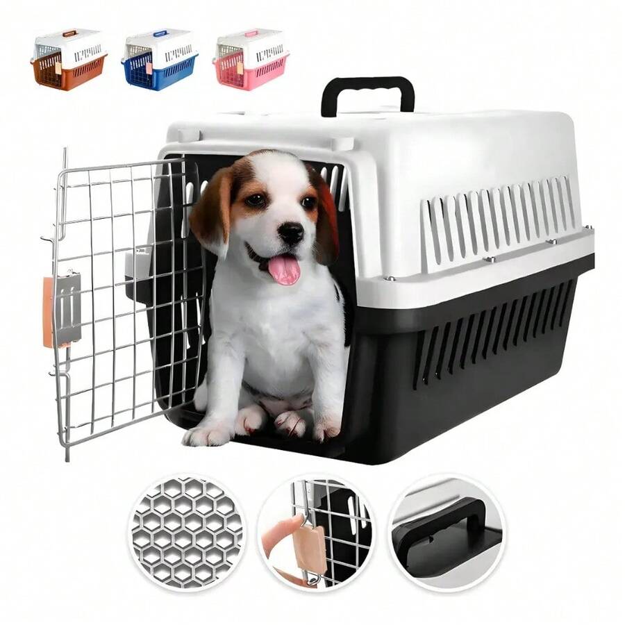 Portable Pet Carrier Cage For Dogs, Cats, Rabbits - Black - View 1