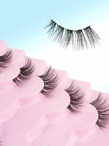 SHIDISHANGPIN 7 Pairs Half Eye False Eyelashes, Natural Lengthening Outer Corner, Clear Stem, Reusable, Suitable For Women's Date Makeup - Black - View 6