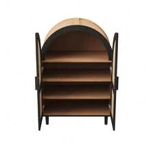 Elegant Sideboard/Shoe Cabinet With Rounded Exterior, Openwork Rattan Doors And Three Shelves. - 卡其色 - 查看 11