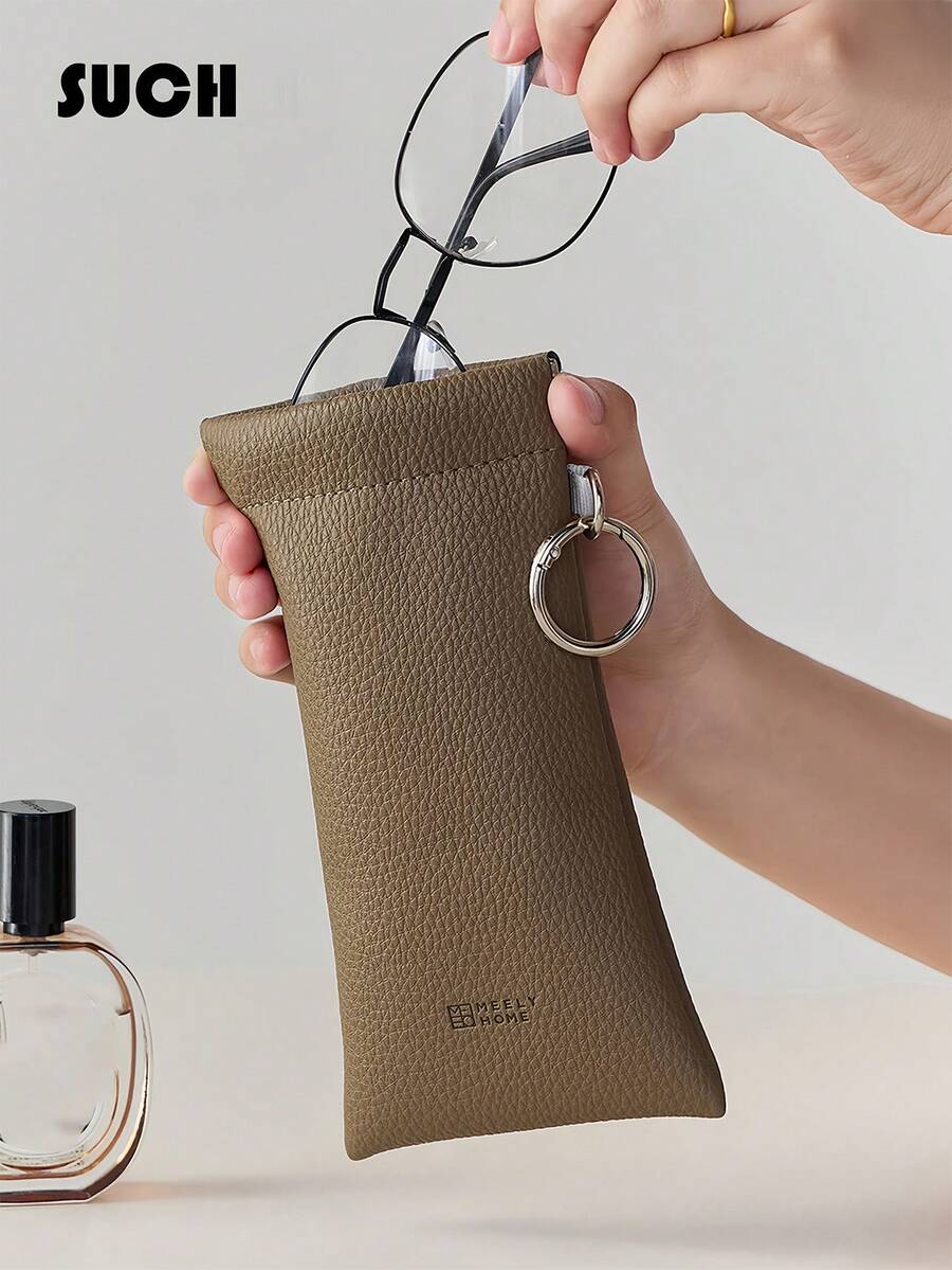 1pc Soft PU Double Layer Glasses Case Glasses Storage Bag, Convenient For Daily Carry, Squeeze Top Leather Glasses Case, Minimalist Solid Color Diamond Pattern Scratch-Resistant Glasses Storage Bag, Glasses Accessories, Reading Glasses, Nearsighted Glasses, Astigmatism Glasses Storage Bag, Back To School Backpack Travel Essential, Beach Summer Vacation Travel Accessories Travel Bag Vacation Holiday School Supplies Glasses Women, Auto-Closing Glasses Glasses Bag Snap Portable Storage Bag Inner Lining Lipstick Makeup Bag Leather Glasses Bag, Glasses Storage Bag