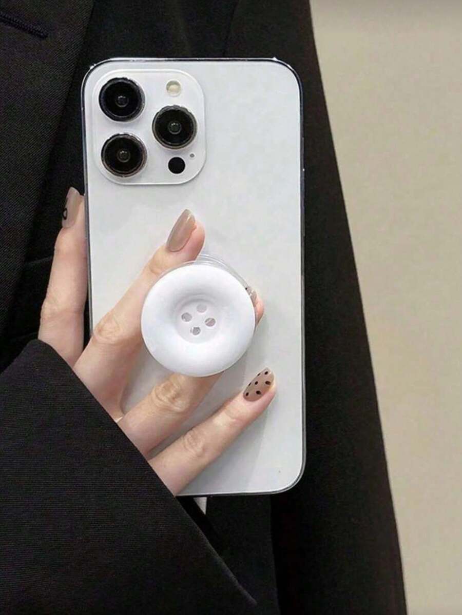 1件裝糖果色按鈕氣墊手機支架，背膠可伸縮桌面手機架，可折疊手機支架