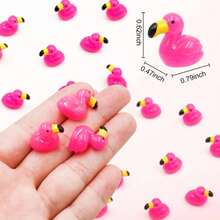 Resin Flamingo And Duck Figurines, Cute Flamingo Decor, Suitable For Cake Decoration, Garden Dollhouse, Landscape, Aquarium, DIY Crafts - Red - View 2