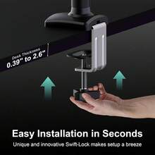 Nearhub MS-002 Monitor Arm Dual Arm With C-Clamp & Grommet Mount,Flexible Adjustment 180° Swivel, Tilt +90° To -45°, 360°Rotation Effortless Installation Monitor Arm - View 7