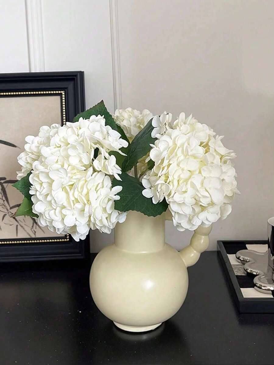 [Quantity] Pcs/Set 9.06 Inch Artificial Hydrangea Bouquet, Faux Hydrangea Stems, Suitable For Wedding Centerpieces, Home Decor (White) - Multicolor - View 1