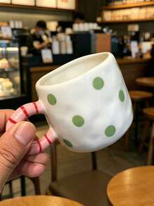 1pc 210ml Striped Ceramic Mug, Hand-Painted Polka Dot Coffee Cup; Elegant And Fashionable; Suitable For Home Decor And Tableware; Suitable For Serving Cold Drinks At Parties; Suitable As A Drinking Cup For Living Room Or Bedroom; Exquisite Gift - Multicolor - View 16
