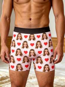 1pc Men's Customized Square Underwear, Ideal Gift For Boyfriend, Suitable For Anniversary, Birthday And Various Holiday Occasions - Multicolor - View 3
