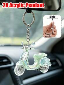 2D Acrylic Motorcycle Keyring, Cute Flat Electric Scooter Keychain, Fashion Bag Charm/Car Key Accessory, Daily Decorative Gift, Suitable For Backpack, Wallet, Phone, Earphone, Car Hanging Ornament, Unique Birthday Gift, Party Gift, Back To School Gift, Teacher's Day Gift - E - View 5
