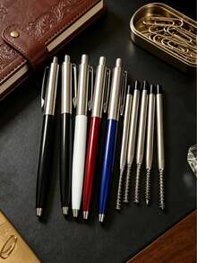 1/6/10 piezas Bolígrafos de metal, color aleatorio, bolígrafos de clic elegantes para negocios con recarga de tinta negra de 1.0mm, adecuados para profesionales de negocios, trabajadores de oficina, maestros, estudiantes y talla grande. También un regalo ideal para vacaciones, cumpleaños, graduaciones, nuevos empleos, agradecimiento corporativo y visitas a clientes. - Bolígrafo de metal - Ver 10