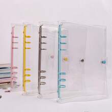 A6 Transparent Loose-Leaf Binder, Macaron Color Ring Binder, Replaceable Transparent Inner Pages, Sticker Storage Album, Photo Card Holder, Diary Planner Notebook, Office Stationery School Supplies,Card Holder - A6 - View 1