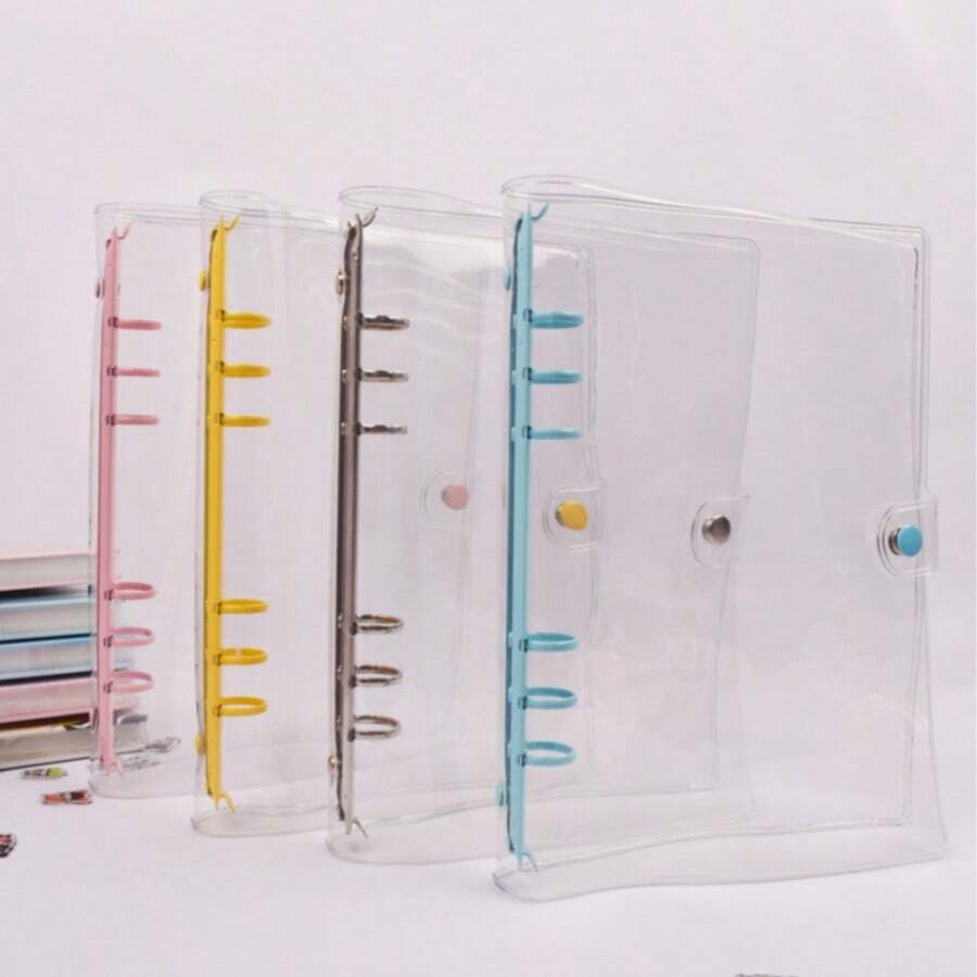 A6 Transparent Loose-Leaf Binder, Macaron Color Ring Binder, Replaceable Transparent Inner Pages, Sticker Storage Album, Photo Card Holder, Diary Planner Notebook, Office Stationery School Supplies,Card Holder - A6 - View 1