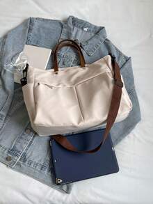 Vintage Classic Fashion Casual Minimalist High-Quality Handbag, Suitable For Commuting, School And Daily Shopping - Beige - View 10