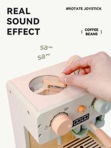 1 Set Danish Style Children's Pretend Play Coffee Machine Toy, Wooden Kitchen Cookware Educational Role Play Gift - Multicolor - View 5