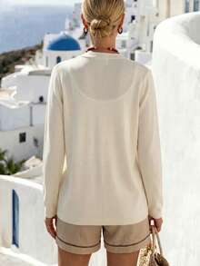 New Arrival Autumn Women's Apricot Knit Cardigan, Hollow Out Thin Cover Up. Perfect For Daily Wear, Trips, Vacations, Beaches And Seaside Bohemian Cas - Apricot - View 3