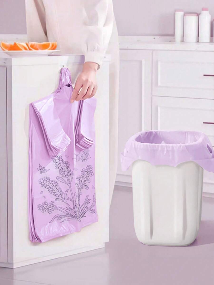 5/40/50/100pcs Lavender Scented Purple Shopping Bags, Suitable For Wholesale And Retail Use In Supermarkets And Stores, Garbage Bags