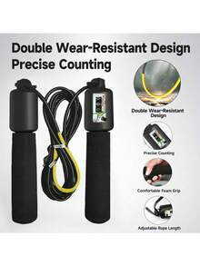 1pc Speed Jump Rope With Wear-Resistant Kit, Mechanical Bearing Counter, Adjustable Rope Length, Foam Handle, Suitable For Home Gym, Fitness Training - Black - View 2
