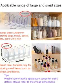 4pcs Transparent Plastic Bag Organizer Dividers, Acrylic Wardrobe Storage Racks, Handbag Organizer Holders, Clear Bag Organizers - Clear - View 6