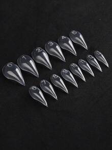 140pcs Short Cat Claw Nail Tips, Natural Curved Slender Double-Sided Nail Molds, 3D Eagle Claw Sculptural Acrylic Nail Art Mold, Reusable Full Coverage, 14 Sizes, Suitable For DIY Nails & Nail Salons - Clear - View 4