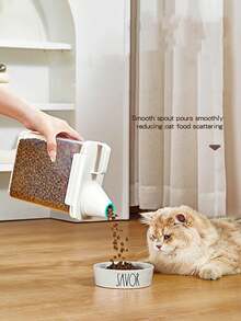 1 pieza Recipiente hermético para almacenamiento de alimentos, adecuado para comida de mascotas, granos y arena para gatos, gran capacidad, con tapa con taza medidora y asa, múltiples tamaños disponibles - a - Ver 6