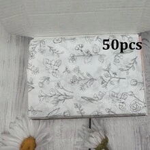 10/20/25/40/50/80 張白色花卉圖案薄棉紙，適用於 DIY 手作、派對禮物、花束包裝、衣物包裝及生日禮物裝飾 - 款式8 - 查看 9
