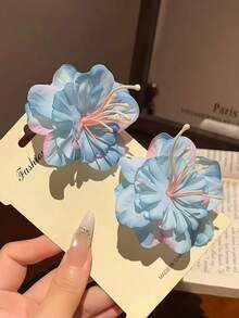 4pcs/Set Pastel Flower Hair Clips, 3D Gradient Petal Flower Hair Clips, Sweet Bohemian Style Women's Hair Clips, Suitable For Wedding, Party And Vacation Use,Claw Clips - Multicolor - View 2