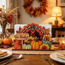 1/2pcs Wooden Turkey Napkin Holder Pumpkin Tissue Organizer Autumn Table Decor Farmhouse Style Paper Dispenser For Dining Room Kitchen Holiday Gift - A - View 6