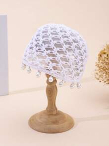 1pc Women's Bohemian Vintage Pearl Pendant Handmade Hollow Woven Hair Net Hat, Breathable Knitted Bucket Hat, Retro Party Wedding Bridesmaid Travel Outing Photography Hollow Breathable Daily Wear Head-Covering Bucket Hat - Mesh Pearls - View 10